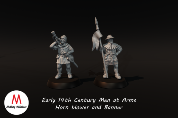 Early 14th Century Men at Arms Horn blower and Banner