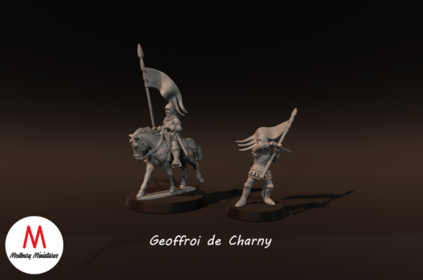 54mm | Medieval | Knight | Geoffroi de Charny | Burgundy : Toy Soldier