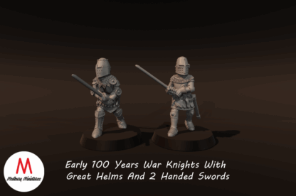Early 100 Years War Knights With Great Helms and 2 Handed Swords