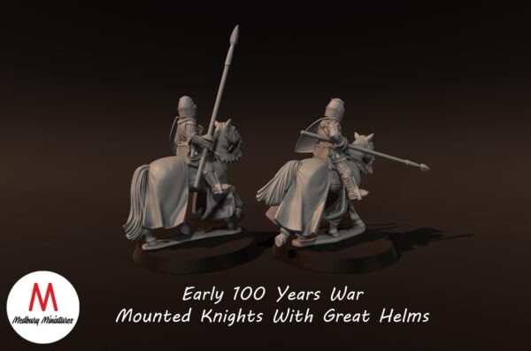 54mm | Early 100yw Mounted Knights in Great Helms - Image 4
